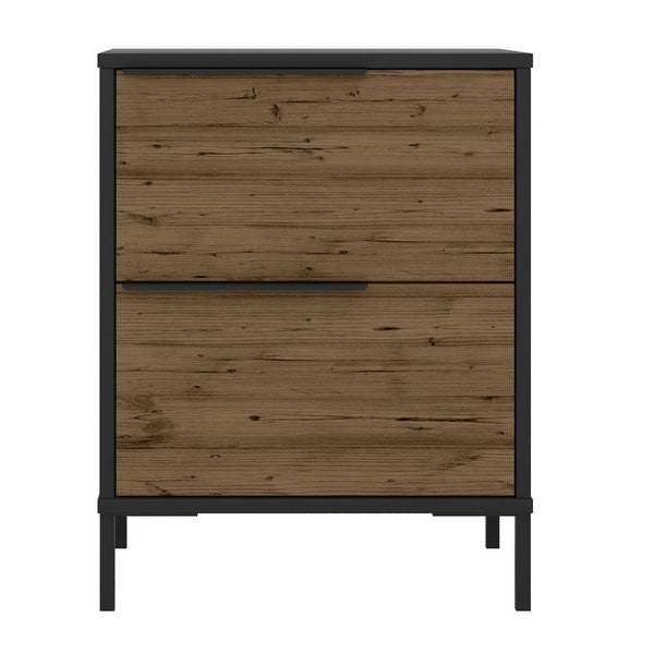 Wood and Metal Office Accent Storage Cabinet with 2 Drawers - - 373164