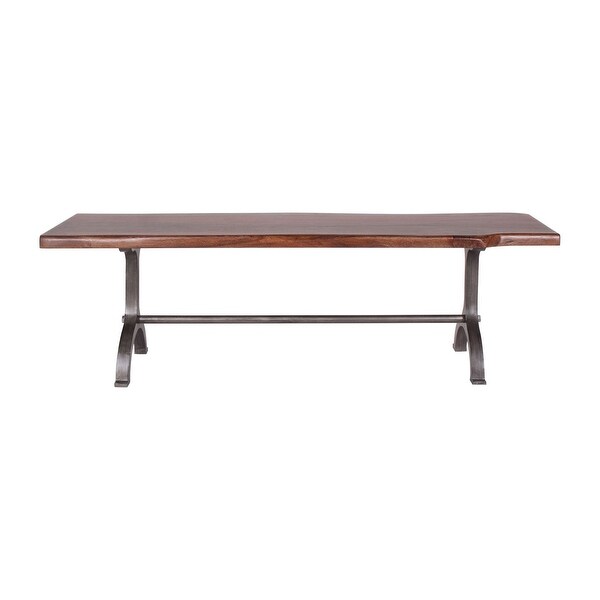 Dala Industrial Iron & Acacia Natural Edge Dining Bench, 56-inch - Ove