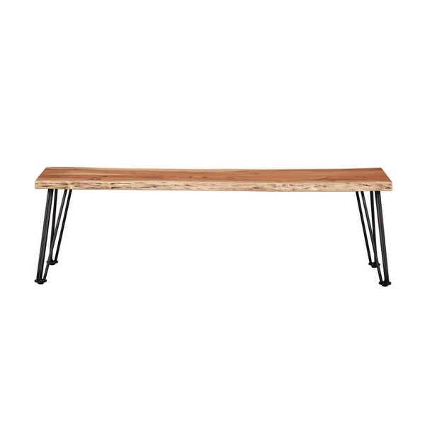 Wood Bench in Natural Acacia And Matte Black - Overstock - 34935713