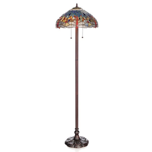 Copper Grove Simeonov Tiffany-style Blue Dragonfly Floor Lamp - Overst