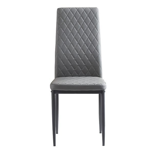 Dining Chair Leather Diamond Grid Pattern Home Conference Chair Set Of