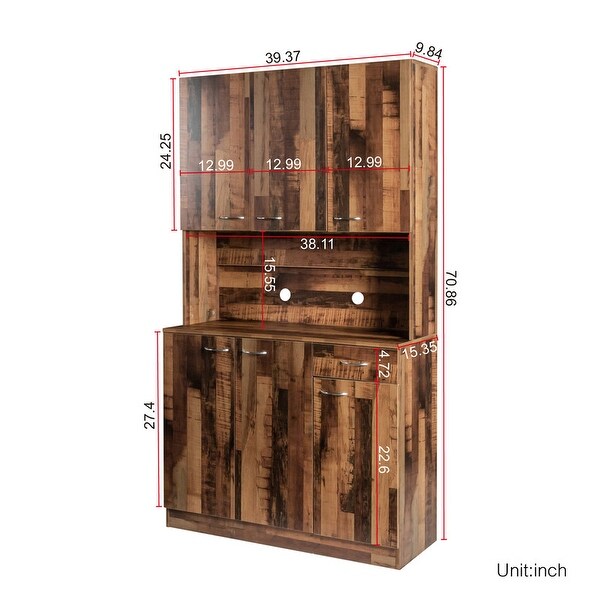 70.87 Tall Wardrobe and Kitchen Cabinet with 6-Doors