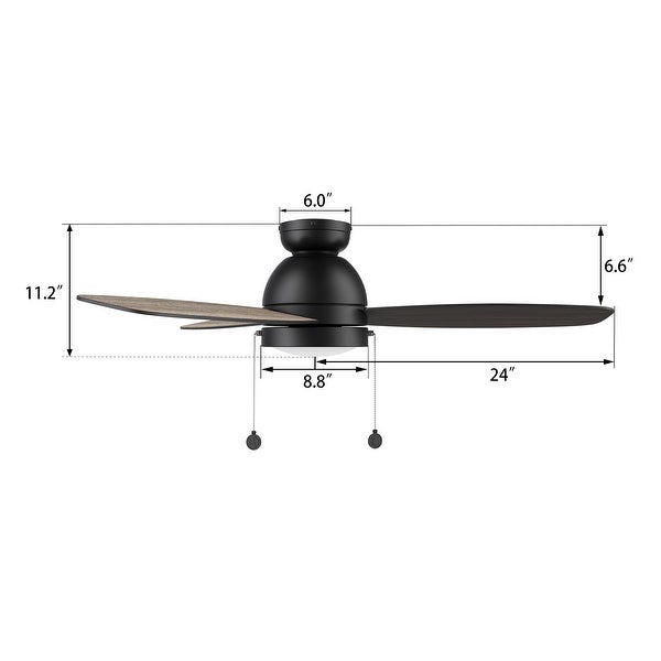 Reed 48-inch Indoor Ceiling Fan with Pull Chain,Dimmable LED Light Kit