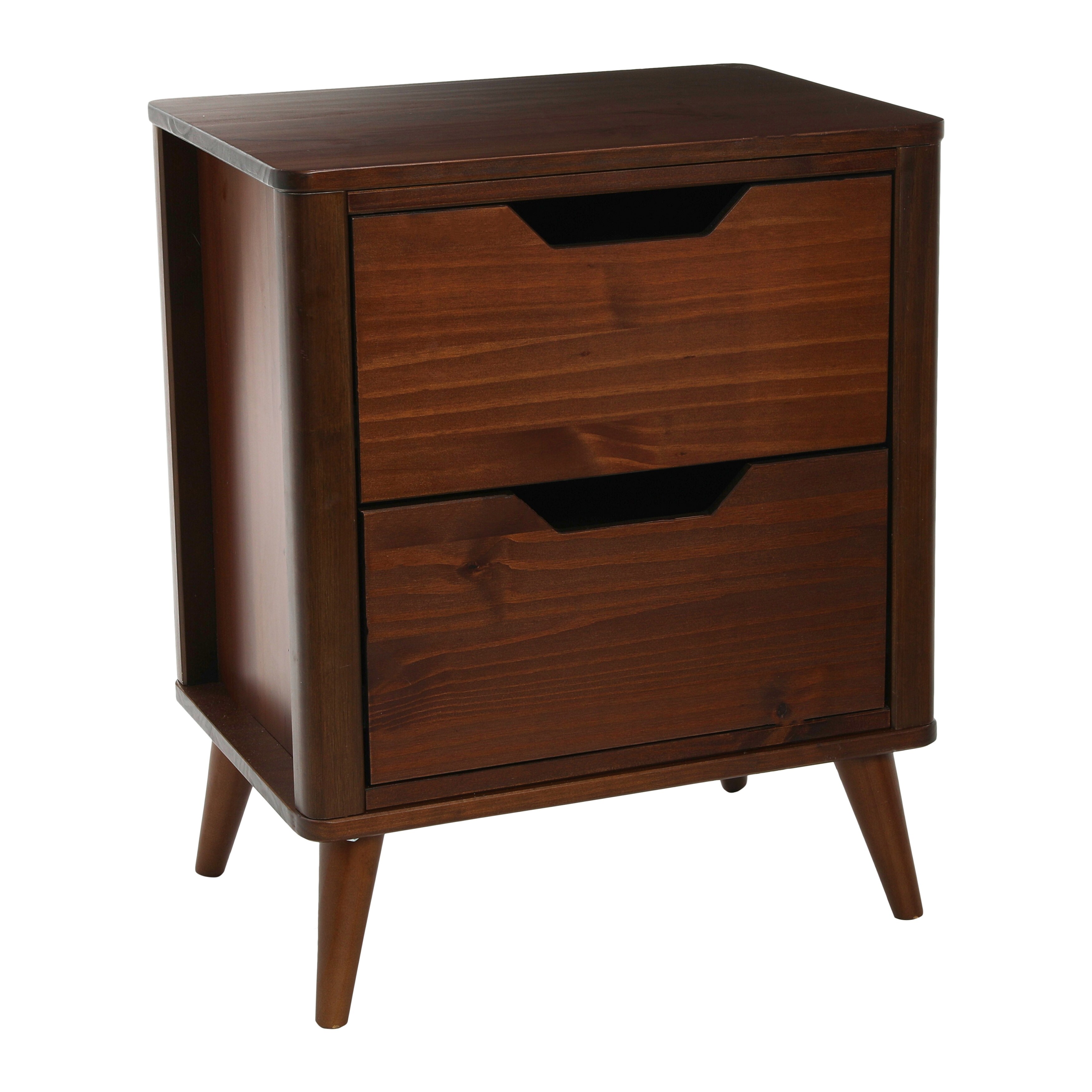 Solid Wood Nightstand with 2 Storage Drawers - - 37176442