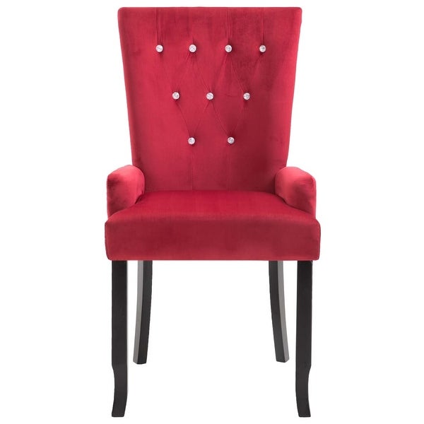 Dining Chair with Armrests Red Velvet - Overstock - 35098067