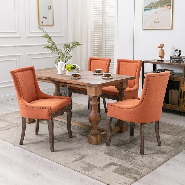 Orange Fabric Dining Chair Side Chair, Set of 2 - Overstock - 37075154