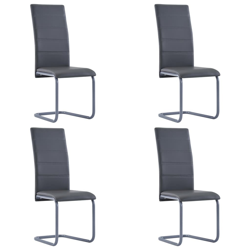 Cantilever Dining Chairs 4 pcs Gray Faux Leather - Overstock - 3509833