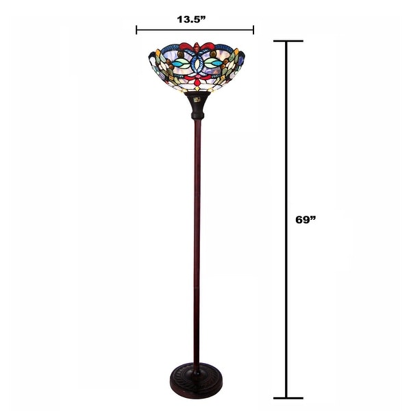 Gracewood Hollow Chopra Tiffany-style Antique Bronze Floor Lamp - Over