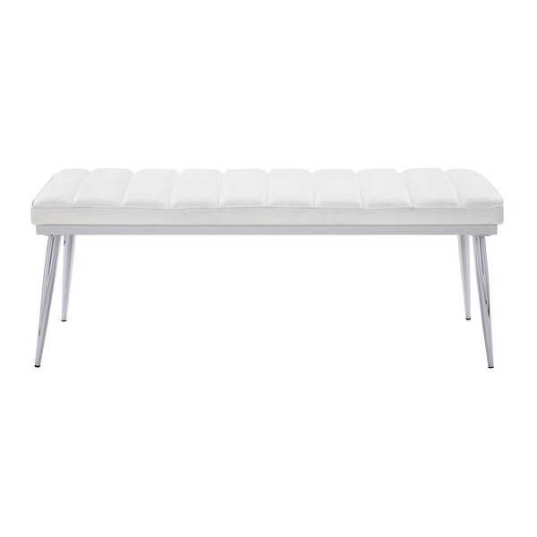 Global Pronex Weizor Bench, White PU & Chrome for Living Room and Dini