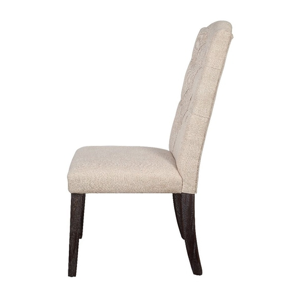 Gerardo Side Chair (Set-2) in Beige Linen & Weathered Espresso - Overs