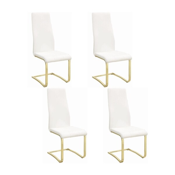 Set of 4 Dining Side Chair in White and Rustic Brass - Overstock - 349