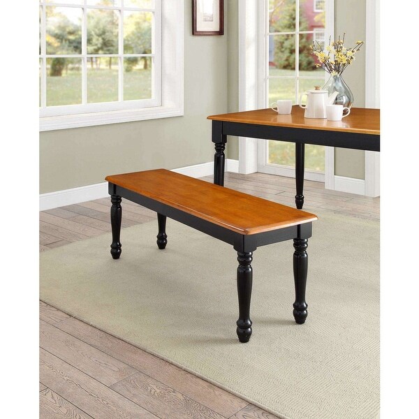 Autumn Lane Farmhouse Solid Wood Dining Bench, Black and Natural Finis