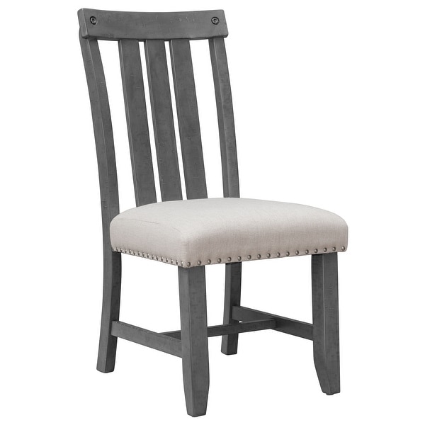 Upholstered Dining Chairs with Sliver Nails and Wood Legs, Set of 4 -