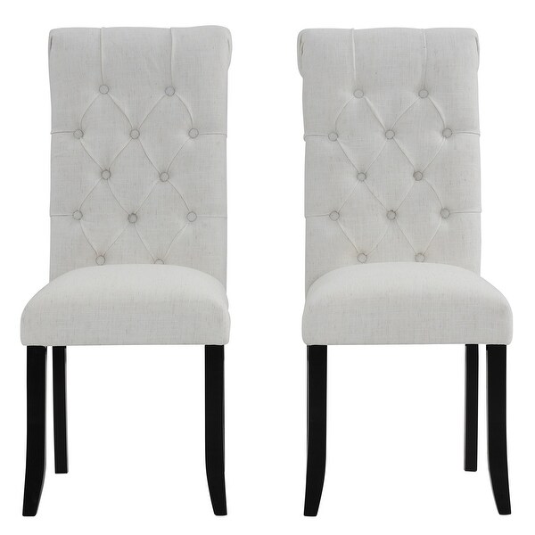 Fabric Tufted Dining Chair with Wooden Legs (Set of 2) - Overstock - 3