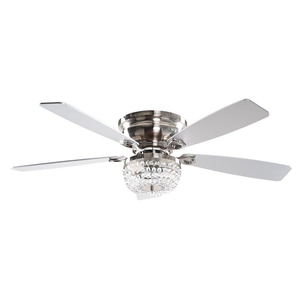 48 Metal 5-Blades Crystal Hugger Ceiling Fan - Overstock - 33181308