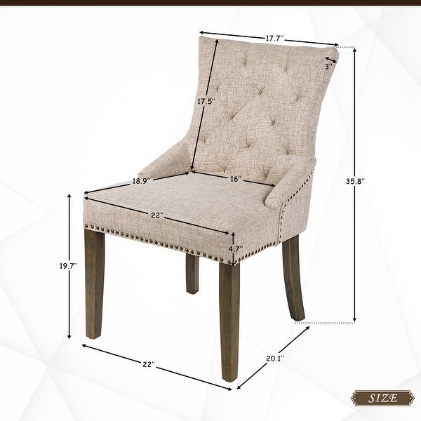 Dining Chair Leisure Padded Chair with Armrest, Nailed Trim, Beige, Se