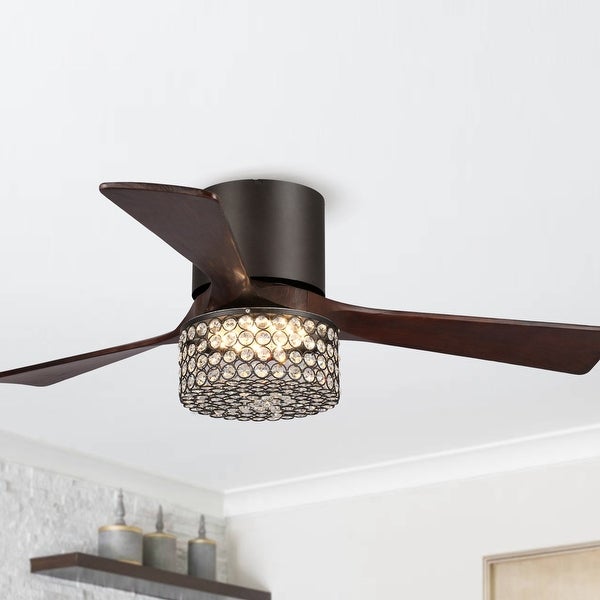 48 Oil-rubbed Bronze Crystal Hugger LED Ceiling Fan with Remote | Over