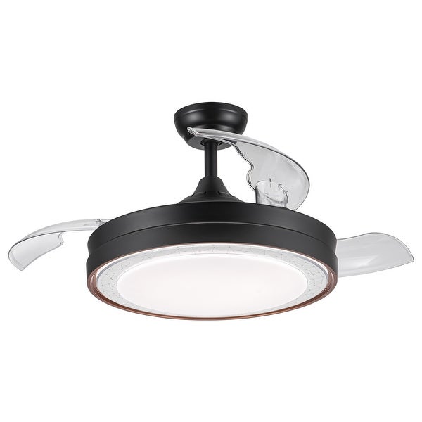 42 in. Black Frame Retractable Ceiling Fan with Remote Control | Overs