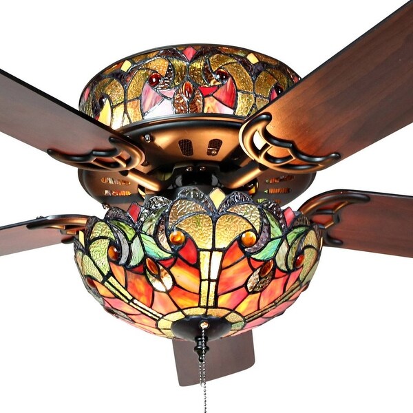 Tiffany Style Stained Glass Halston Ceiling Fan - Spice - 52L x 52