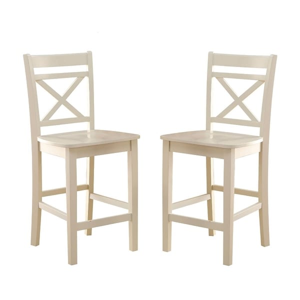 Set of 2 Wooden Counter Height Chairs - Overstock - 35471609