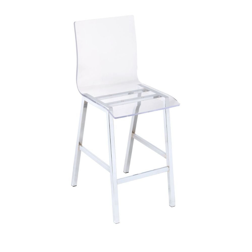 Set of 2 Counter Height Chairs, Clear Acrylic and Chrome - Overstock -