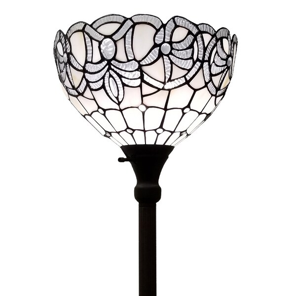 Tiffany Style White Torchiere Floor Lamp 72 Tall AM284FL12B Amora Ligh