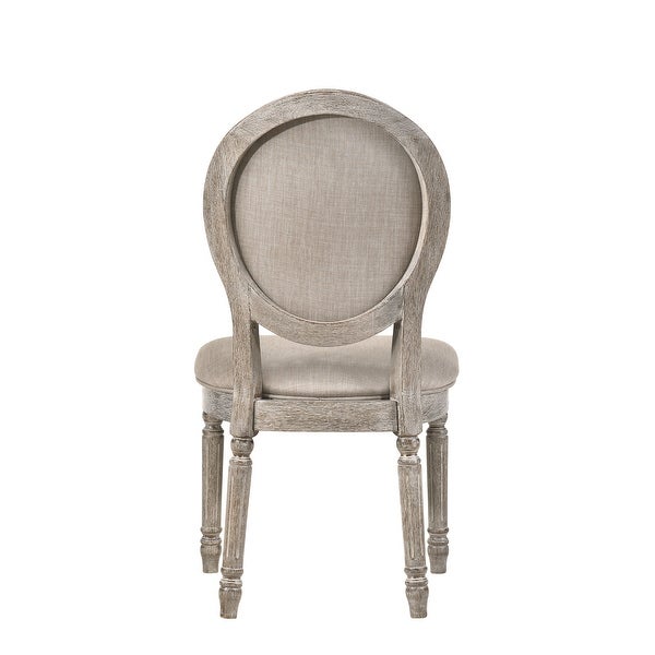 Faustine Side Chair, Tan Fabric & Salvaged Light Oak Finish - Overstoc