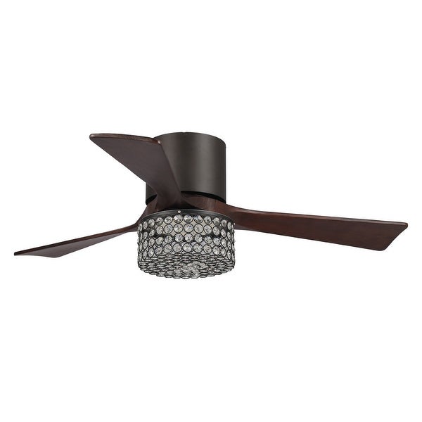 48 Oil-rubbed Bronze Crystal Hugger LED Ceiling Fan with Remote | Over