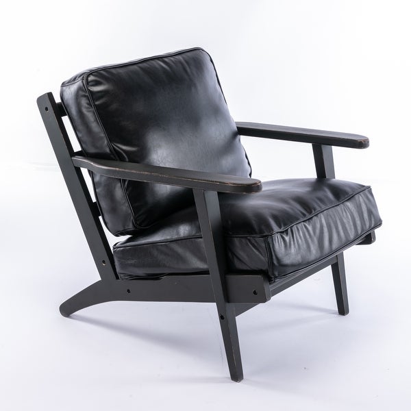 PU Leather Armchair with Removable Cushion - Overstock - 35439442