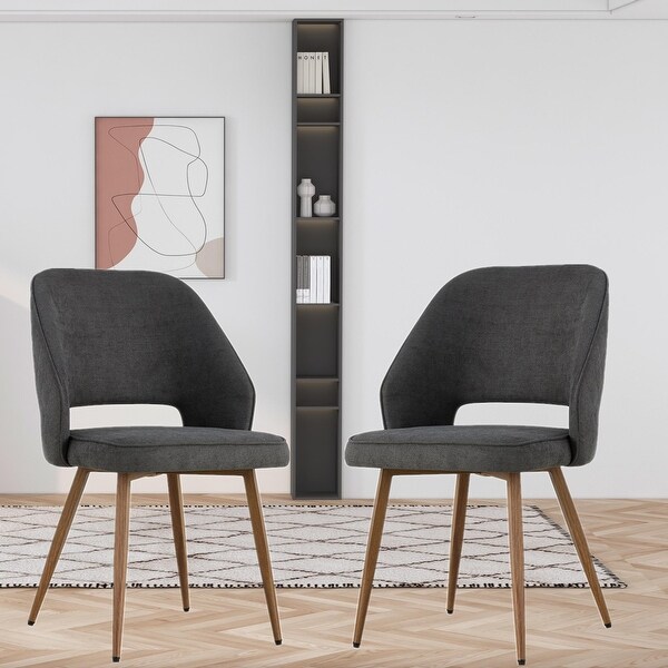 Set of 2 Modern Dining Chairs with Metal Legs - Overstock - 37455642