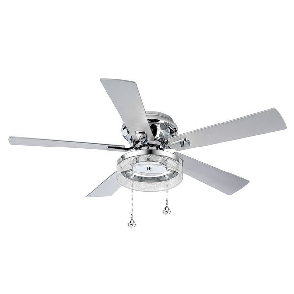 52-IN Chrome LED Ceiling Fan with Light Kit with Pull Chain (5 blade)