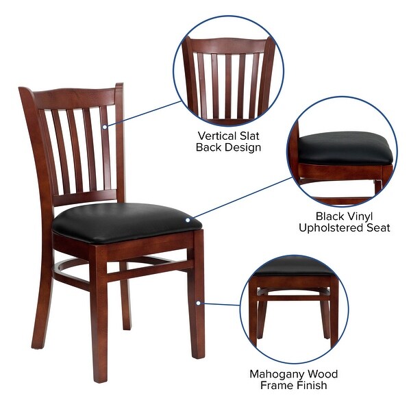 Mahogany Hardwood Slat Back Restaurant Chair - 17.5W x 20.75