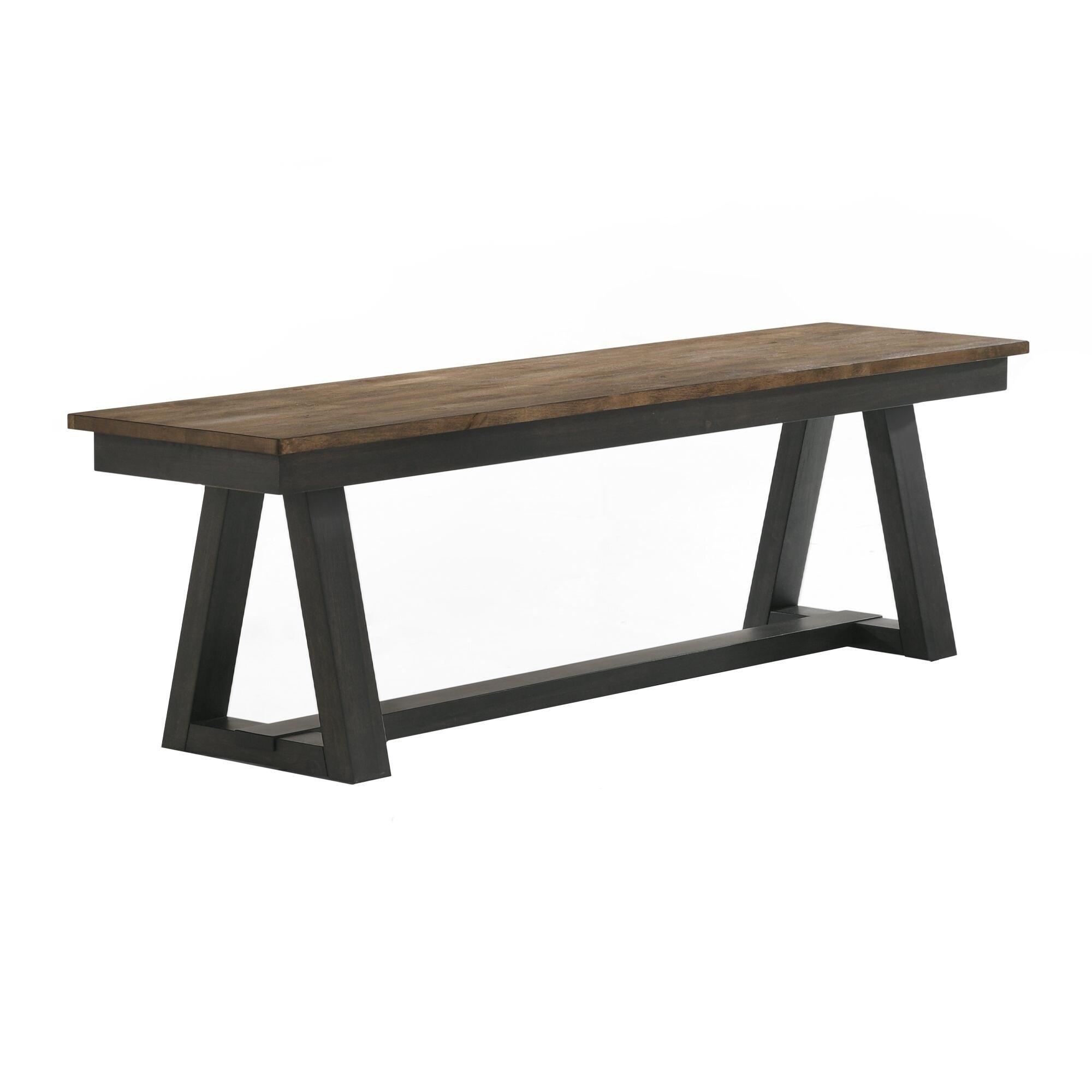 Harper Backless Bench with Trestle-styled Base, Brushed Brown & Pecan