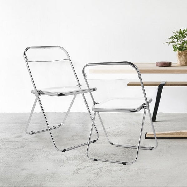 Modern Transparent Acrylic Folding Chair with Metal Frame - Overstock