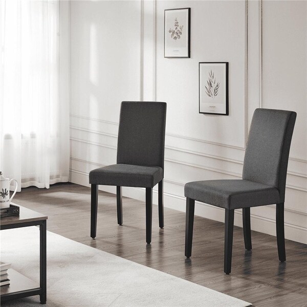 4pcs Fabric Upholstered Parson Dining Chairs for Home, Dark Gray - Ove