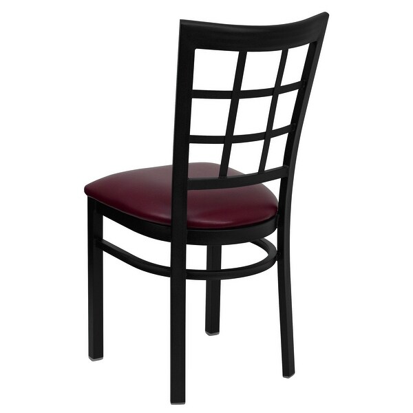 2 Pack HERCULES Series Black Window Back Metal Restaurant Chair - Burg