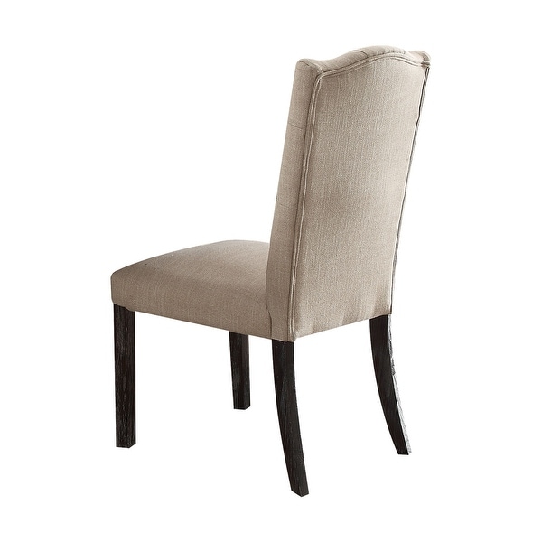 Gerardo Side Chair (Set-2) in Beige Linen & Weathered Espresso - Overs