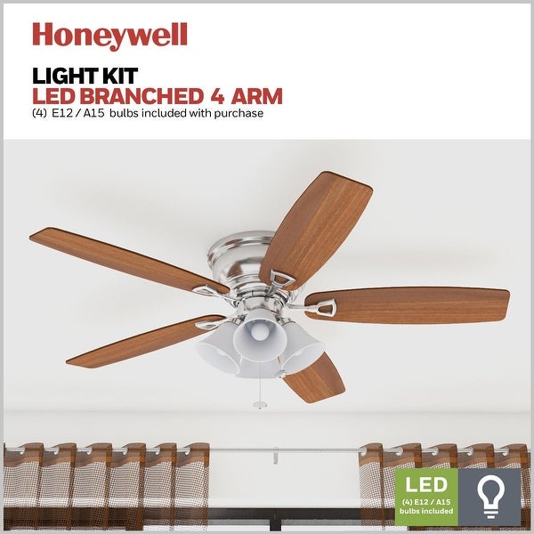 Honeywell Glen Alden Brushed Nickel Hugger Ceiling Fan with 4 Light -