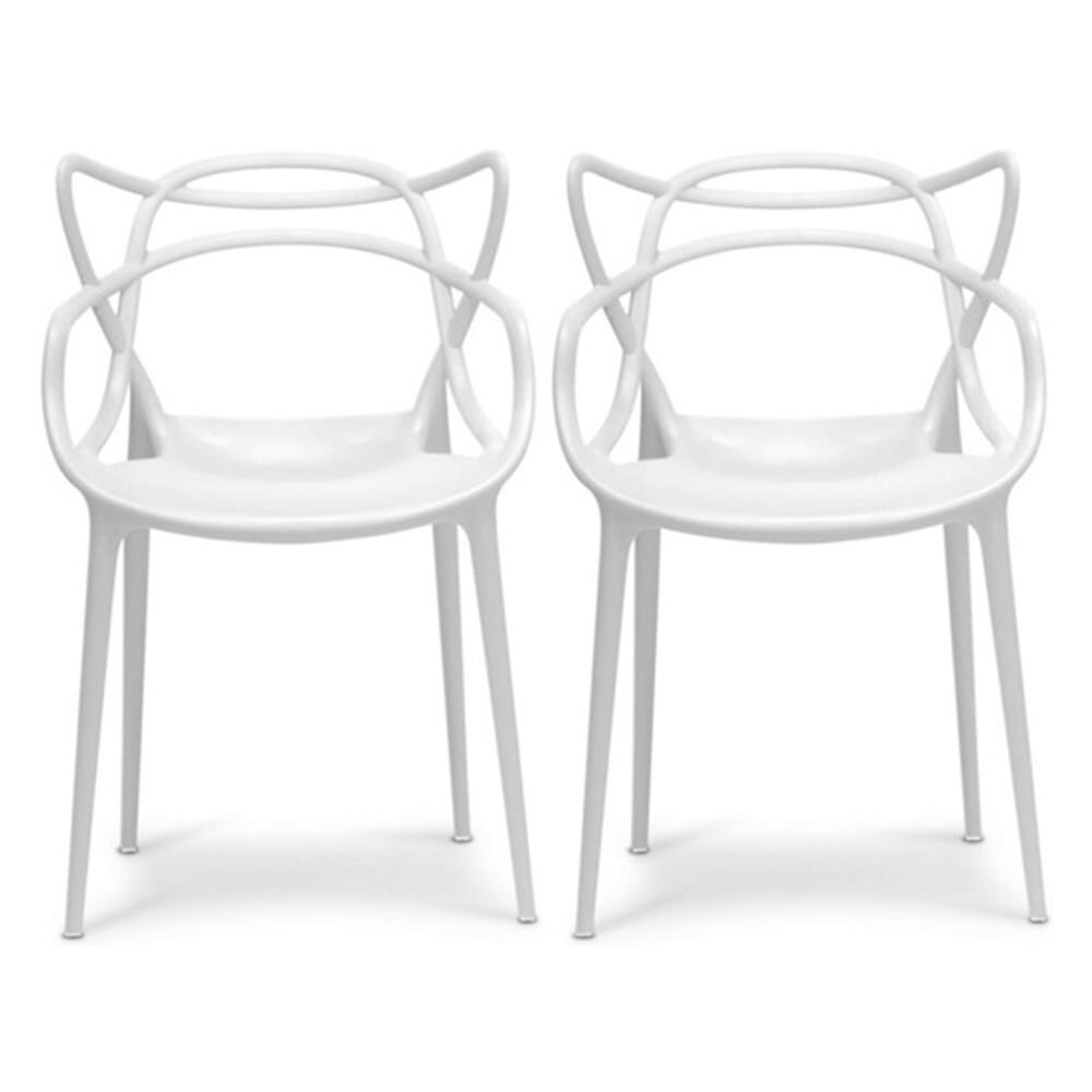 Modern Stackable Geometric Molded Dining Armchairs (Set of 2) - Overst