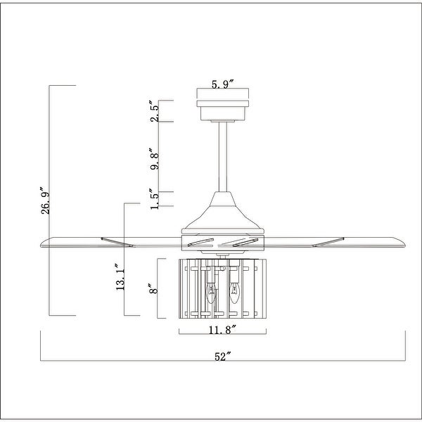 Olivia 52 Inch Distressed Wood Finish Ceiling Fan with Light | Oversto