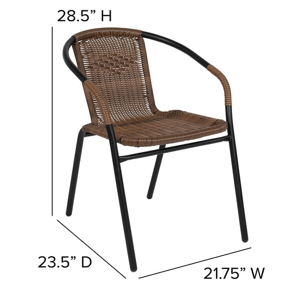 2 Pack Black Rattan Indoor-Outdoor Restaurant Stack Chair - Overstock