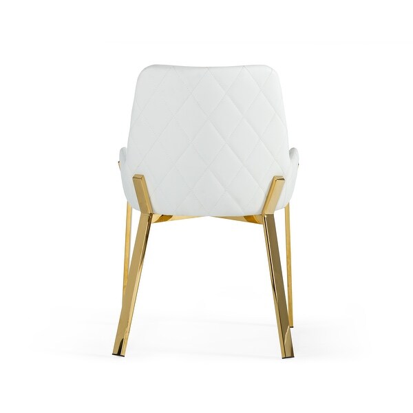 Modrest Ganon Modern White & Gold Dining Chair - Overstock - 32610937