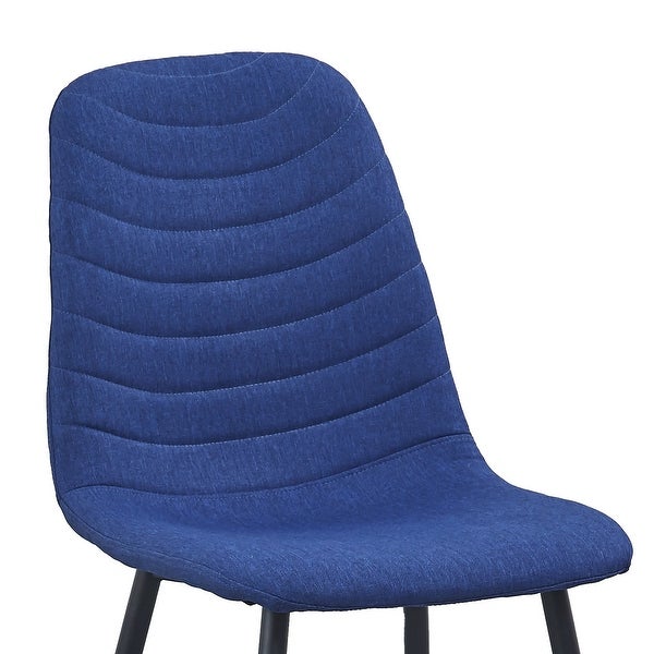 Gem 17 Inch Modern Metal Dining Chairs, Velvet Tufted, Set of 4, Blue