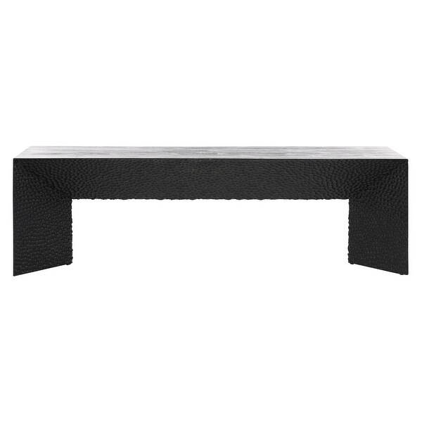 Cordilia 60-inch Long Black Pine Dining Bench with Textured Sides and