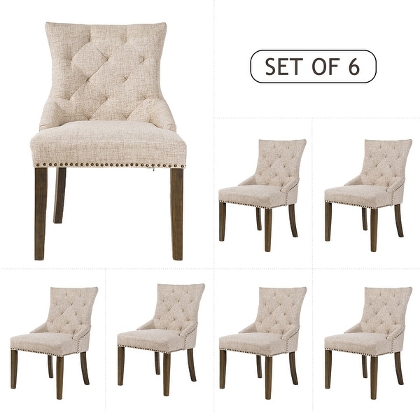 Dining Chair with Armrest,Nailhead Trim and Diamond Shaped Back Tuftin