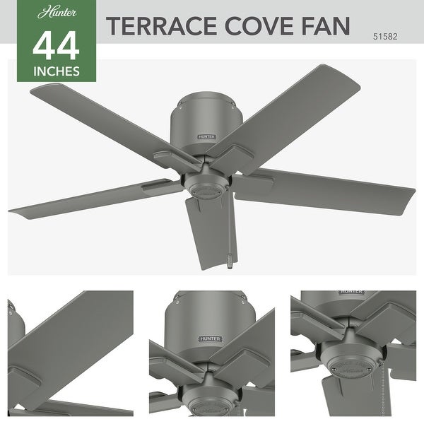 Hunter 44 Terrace Cove Outdoor Low Profile Ceiling Fan and Pull Chain