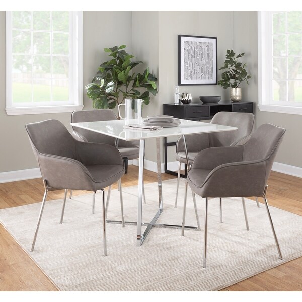 Silver Orchid Galotti Chrome Upholstered Dining Chair (Set of 2) - Ove