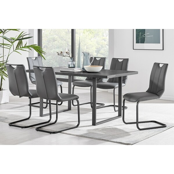 Pacific Modern Metal and Grey Upholstered Dining Chairs - Set of 2 - O