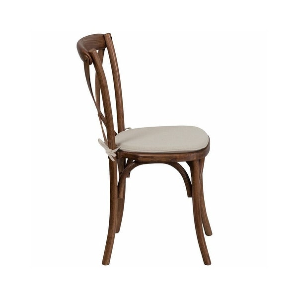 Cross Back Chair With Cushion Pecan Oak - 20x35 - Overstock - 37179723