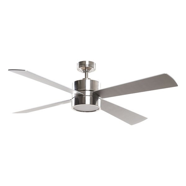 Industrial 52-in 4-Blade Brushed Chrome LED Ceiling Fan with Remote Co